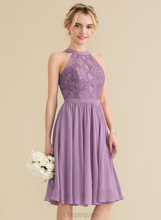 Homecoming Dresses Lindsey Scoop Knee-Length Dress Chiffon With Lace A-Line Lace Neck Homecoming