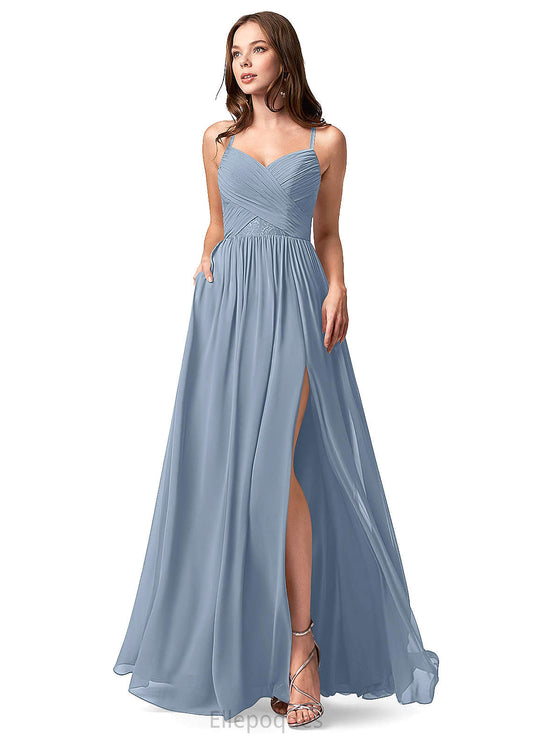 Pauline V-Neck Spandex Trumpet/Mermaid Sweep-Brush Train Sleeveless Natural Waist Bridesmaid Dresses