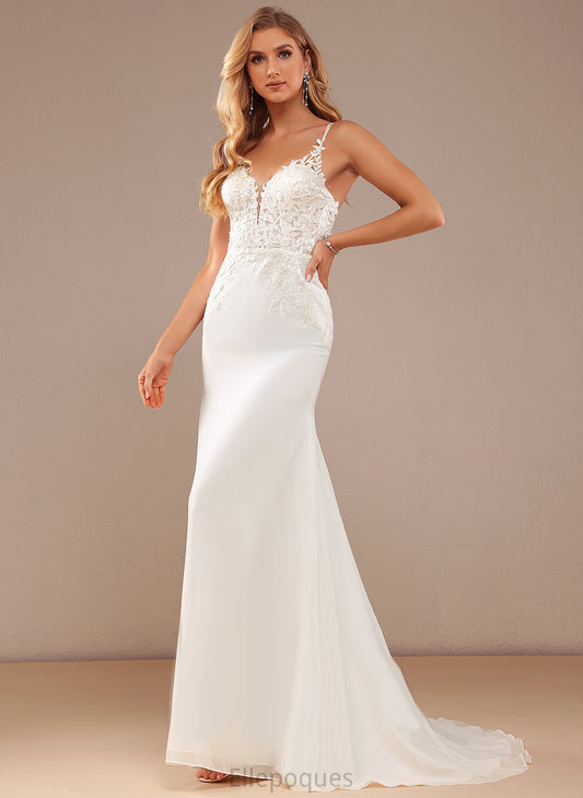 Judith Chiffon Court With Trumpet/Mermaid Wedding Lace Wedding Dresses Train V-neck Dress Beading