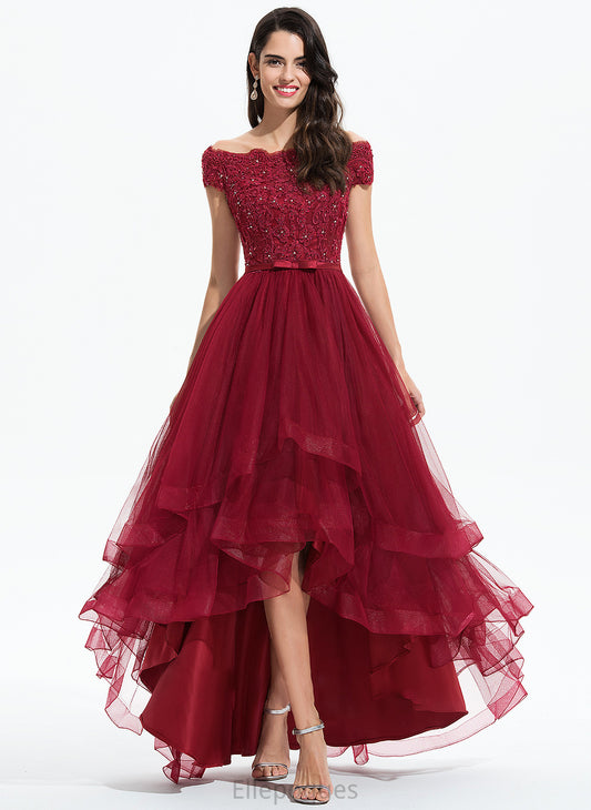 Wedding Dresses Wedding Giana Dress Ball-Gown/Princess With Beading Off-the-Shoulder Asymmetrical Tulle Bow(s) Sequins