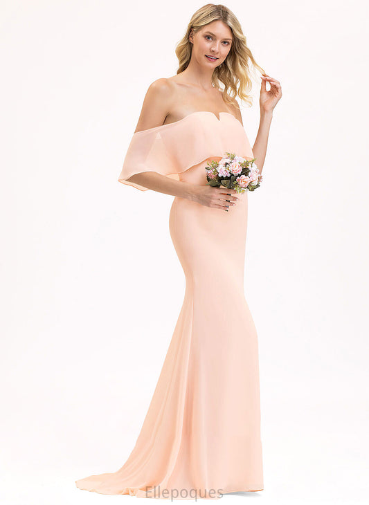 Neckline Silhouette Off-the-Shoulder SweepTrain Trumpet/Mermaid Straps Length Fabric Nita Sleeveless Floor Length A-Line/Princess Bridesmaid Dresses