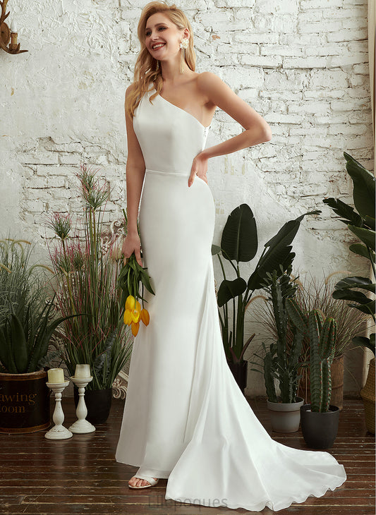 Trumpet/Mermaid Millicent Dress Wedding Sweep Train One-Shoulder Wedding Dresses