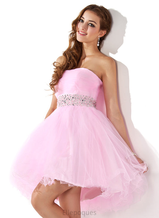 Tulle Short/Mini A-Line Dress With Sweetheart Homecoming Dresses Beading Homecoming Frederica Sequins