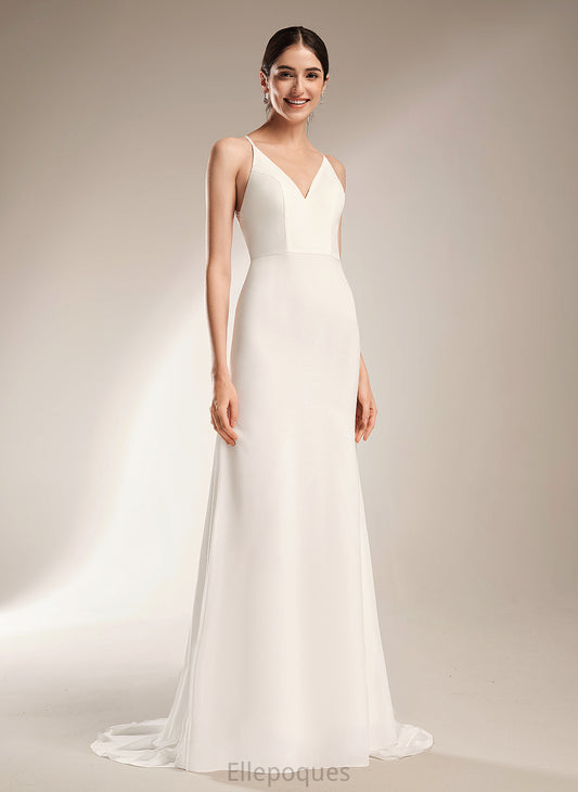 Train Dress Chiffon Beatrice Lace Court Sheath/Column With Wedding V-neck Wedding Dresses