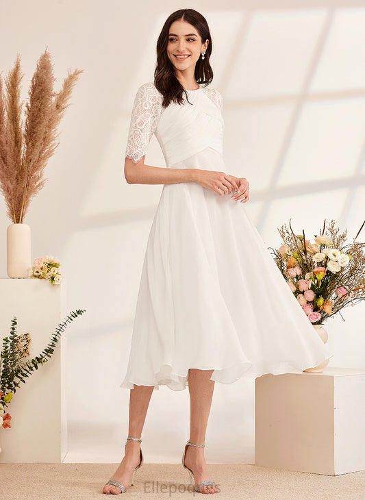 With Dress A-Line Wedding Dresses Emery Wedding Tea-Length Beading