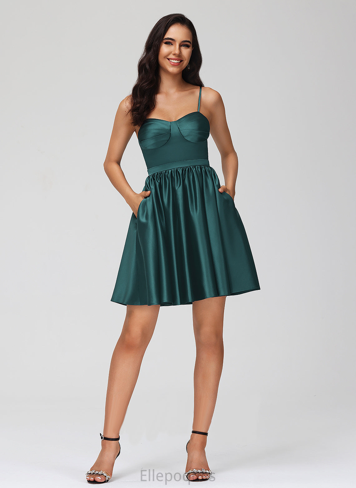 Short/Mini Ryan Homecoming Dresses Pockets With Dress Sweetheart Homecoming Satin A-Line