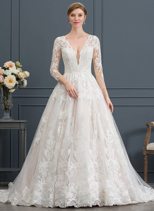 Tulle Joslyn Dress Lace Wedding Wedding Dresses V-neck Ball-Gown/Princess