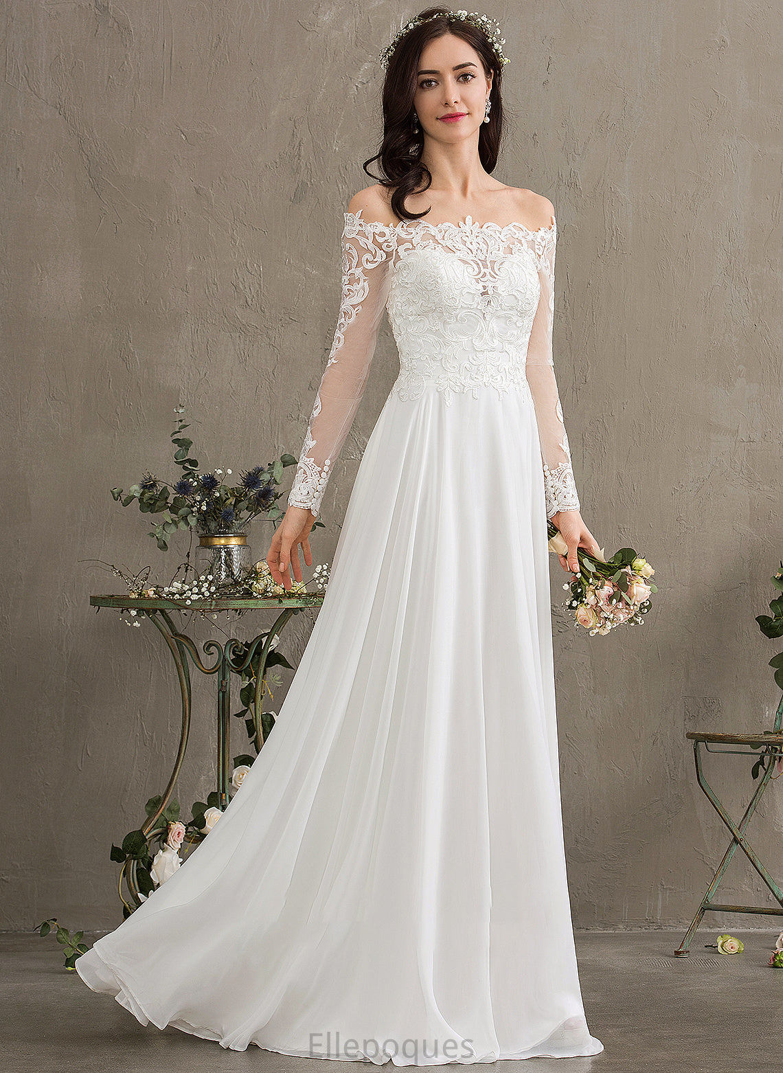 Mariam Floor-Length Wedding Dresses Wedding A-Line Chiffon Dress