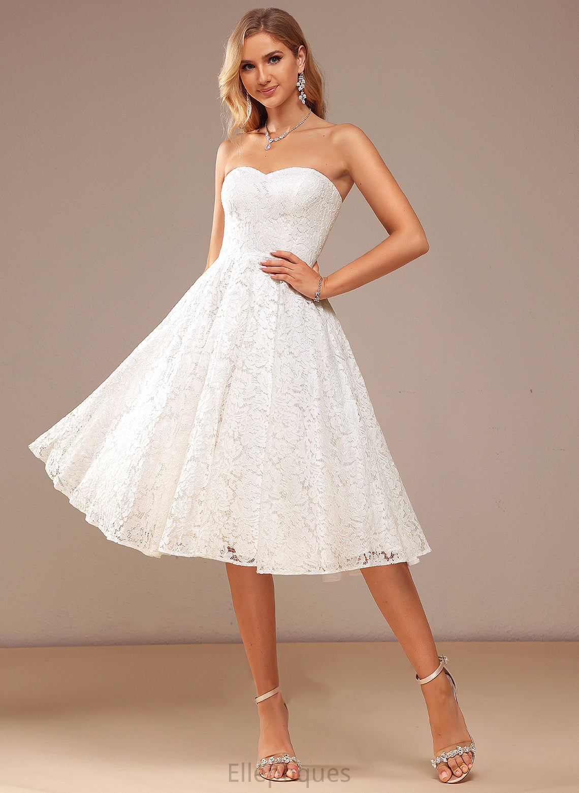 Knee-Length Jazmine Wedding A-Line Sweetheart Lace Wedding Dresses Dress