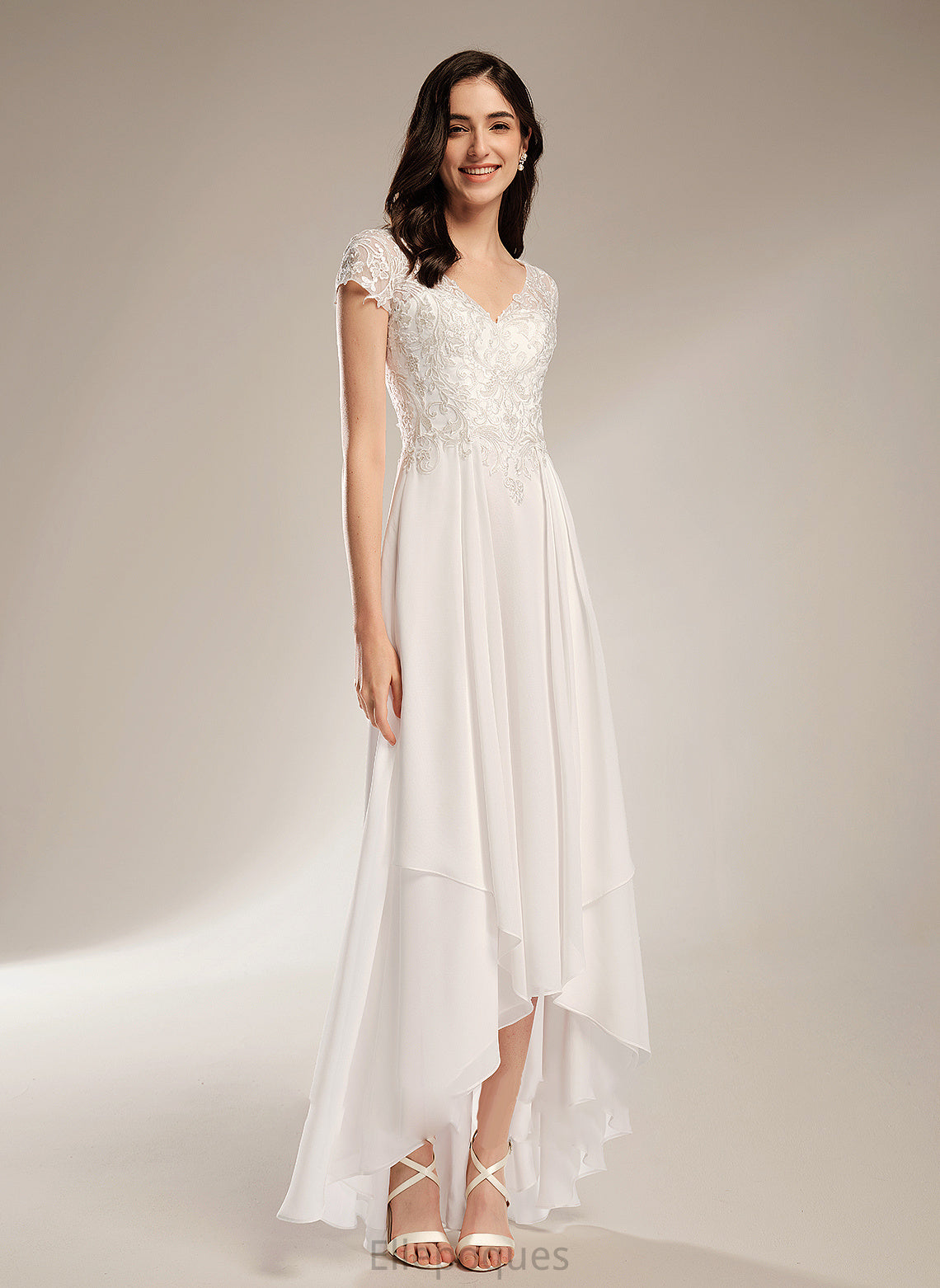 Wedding With Janiyah Wedding Dresses A-Line Dress V-neck Asymmetrical Lace