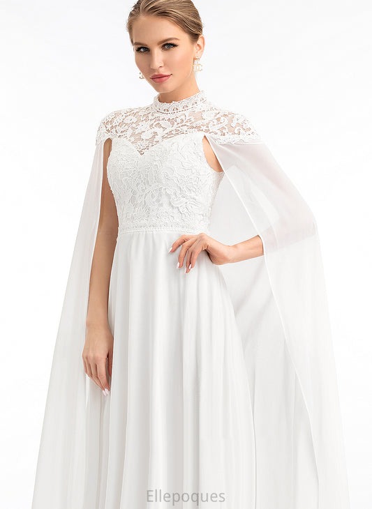 High A-Line Dress Floor-Length Lace Wedding Taniyah Neck Wedding Dresses Chiffon