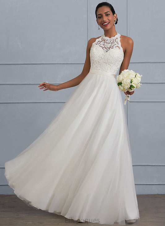 Scoop Caitlyn Neck Floor-Length A-Line Wedding Dresses Tulle Wedding Dress