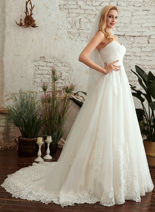 Court Tulle Dress Wedding Dresses Wedding With Juliette Train A-Line Sweetheart Lace