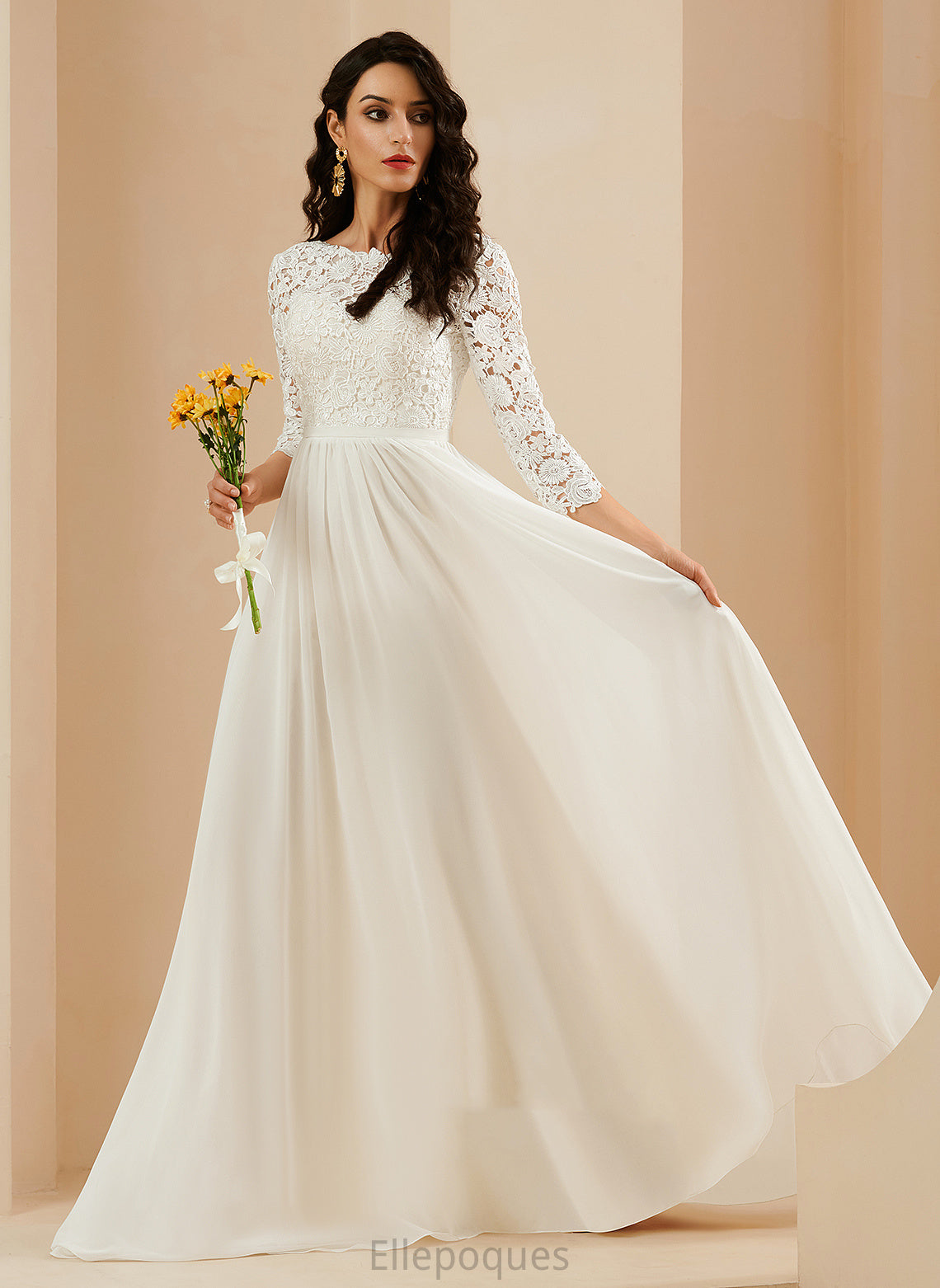 Wedding Sweep Train With Madge Wedding Dresses A-Line Neck Chiffon Lace Scoop Dress