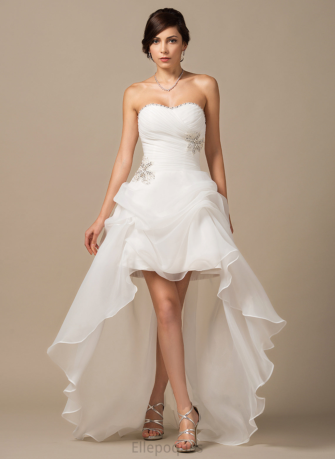 Wedding Dresses Organza Dress Malia A-Line Wedding With Asymmetrical Sequins Ruffle Beading Sweetheart