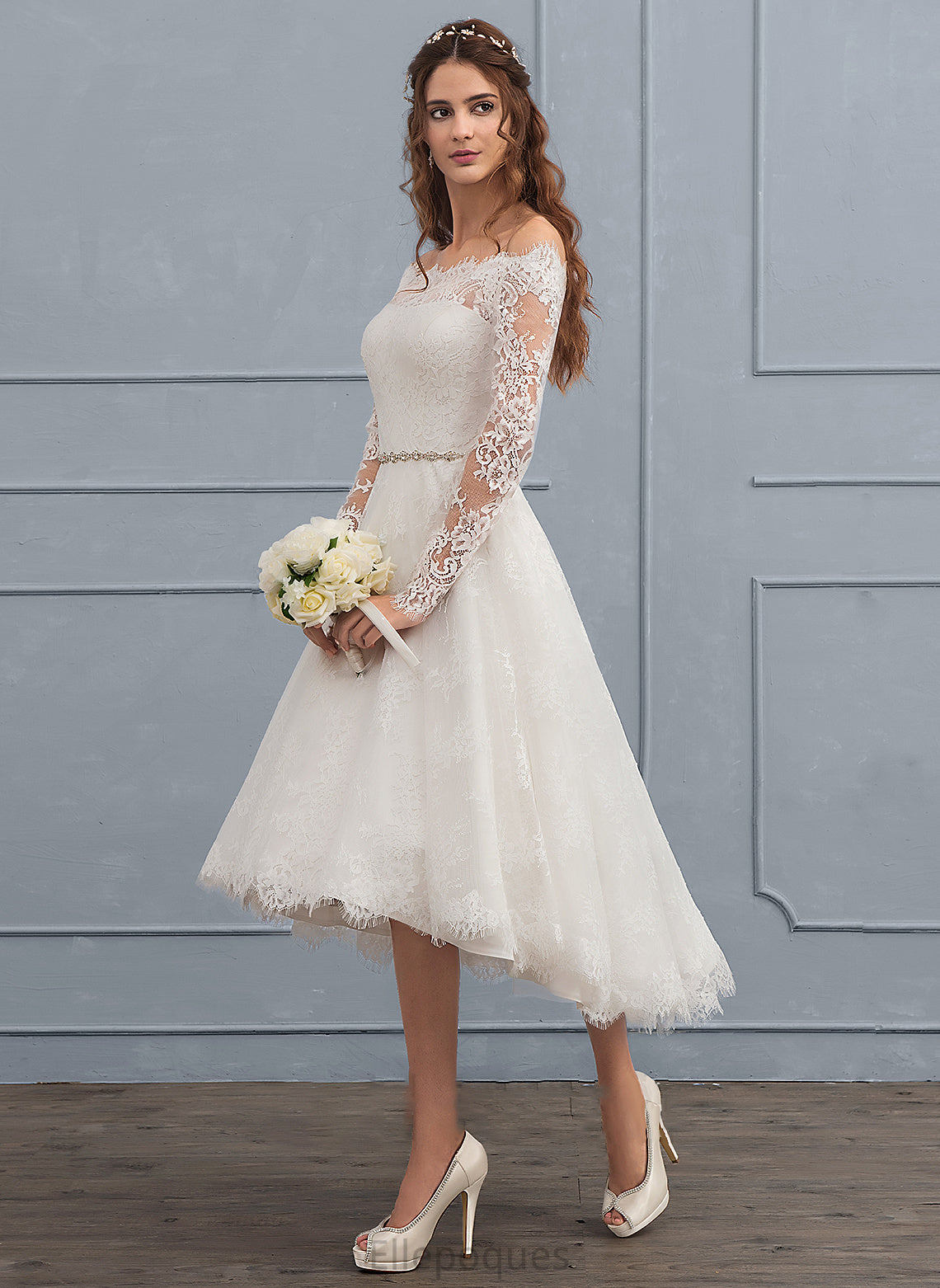 Dress A-Line With Wedding Asymmetrical Beading Lace Wedding Dresses Kianna