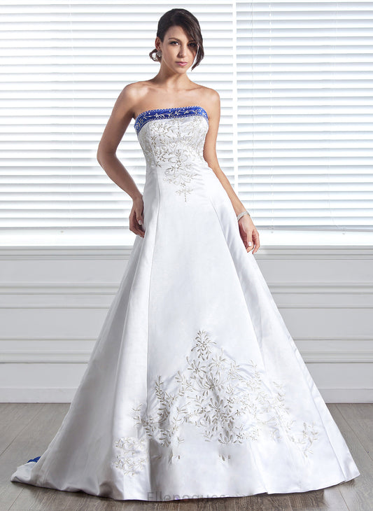 Wedding Valery Ball-Gown/Princess Embroidered Train Strapless With Sash Court Beading Wedding Dresses Satin Dress