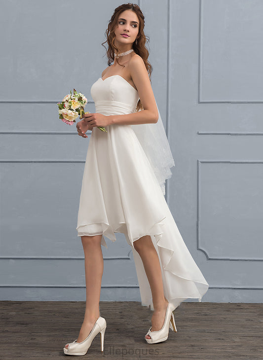 Diya Dress Asymmetrical Sweetheart Ruffle Chiffon Wedding Dresses With Wedding A-Line