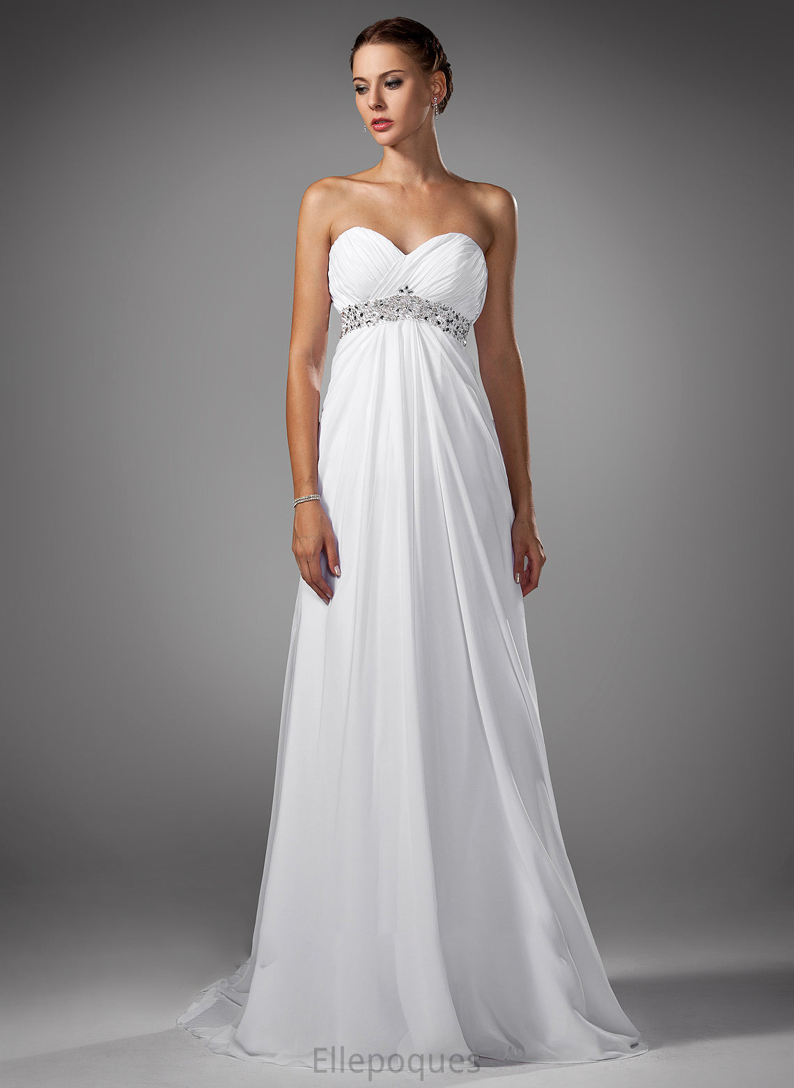 Empire Train Wedding With Sweep Beading Dress Jimena Ruffle Wedding Dresses Chiffon Sweetheart