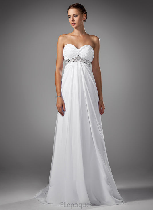 Empire Train Wedding With Sweep Beading Dress Jimena Ruffle Wedding Dresses Chiffon Sweetheart