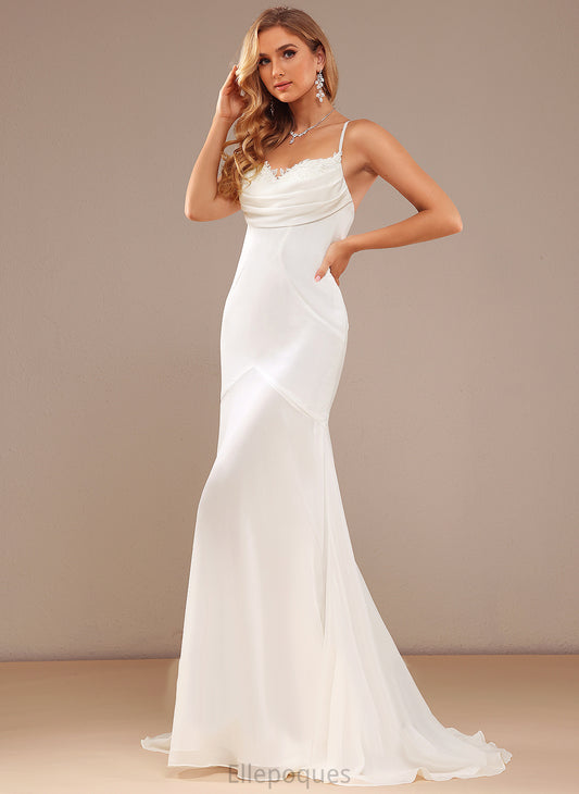 Trumpet/Mermaid Train Wedding Dress Chiffon Wedding Dresses Asia Sweep Lace V-neck