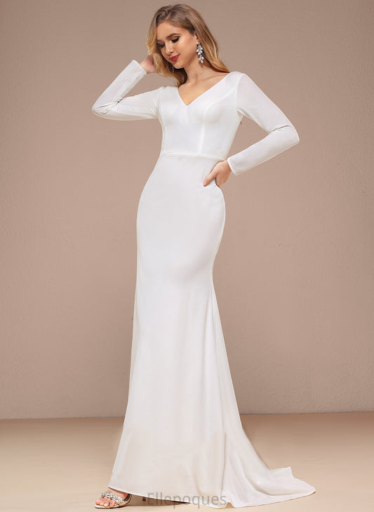 A-Line V-neck Jaslene Wedding Chiffon Wedding Dresses Dress Train Sweep