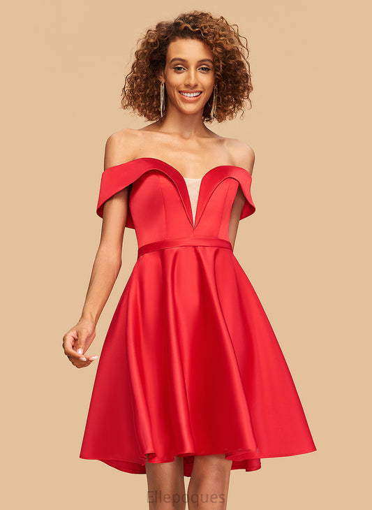 Homecoming Dresses Dress Homecoming Off-the-Shoulder Short/Mini Satin A-Line Armani