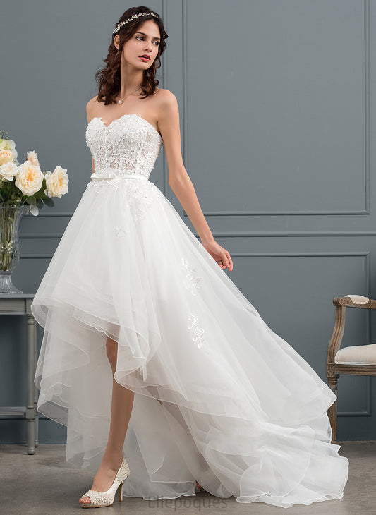 A-Line Tulle With Wedding Dresses Ayanna Sweetheart Dress Wedding Bow(s) Beading Asymmetrical Sequins