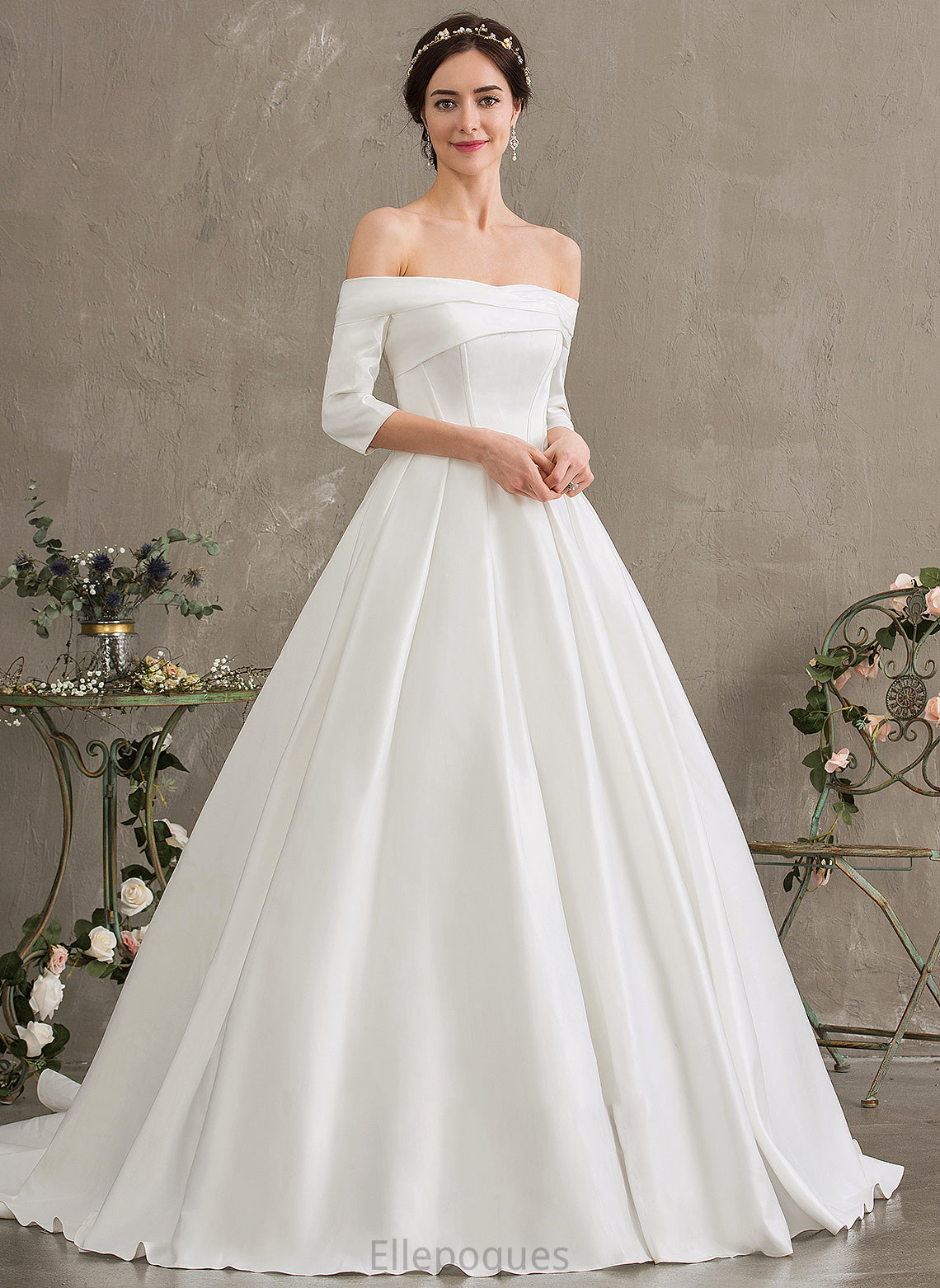 Court Makenna Ball-Gown/Princess Dress Wedding Wedding Dresses Satin Train