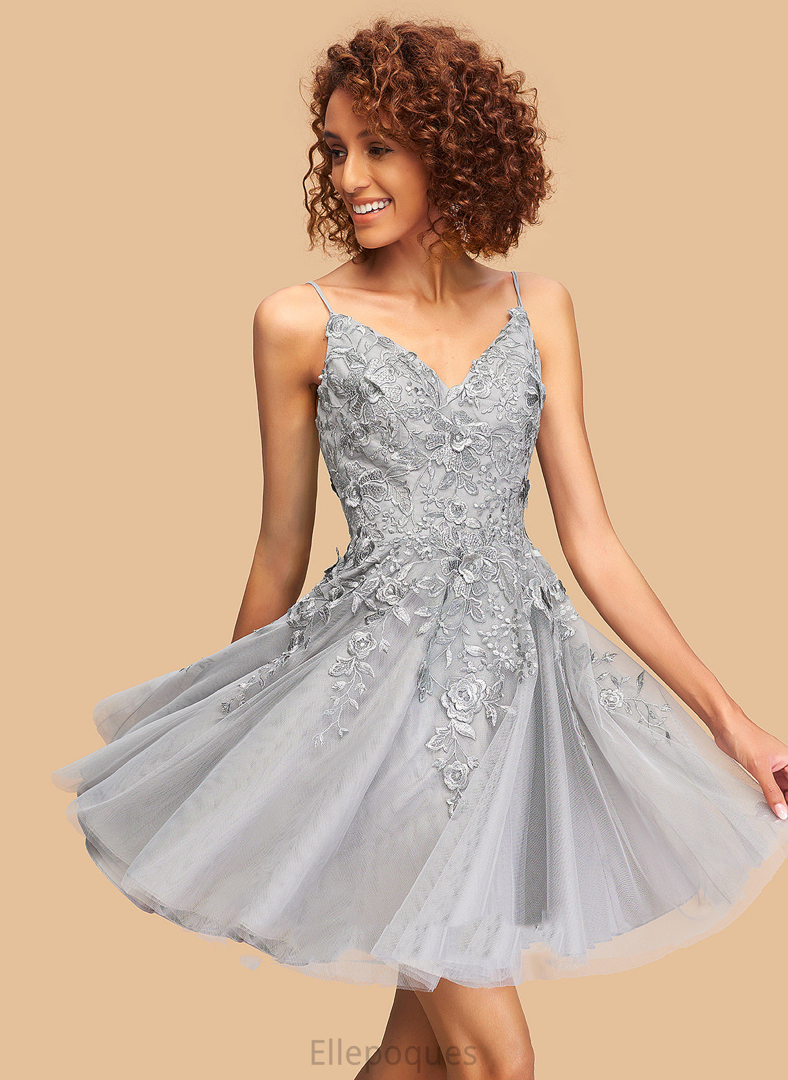 Lace Homecoming V-neck Shelby A-Line Tulle Homecoming Dresses Short/Mini With Dress