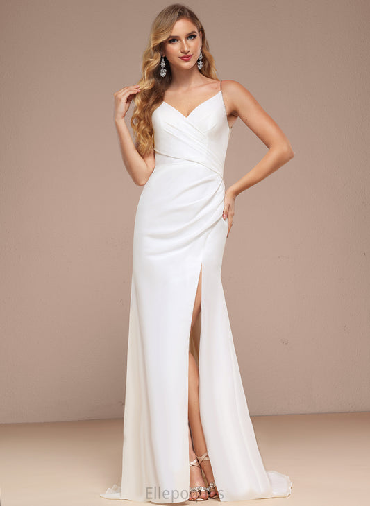 Dress Chiffon Claire Sweep Trumpet/Mermaid V-neck Wedding Dresses Sequins Train Beading With Wedding