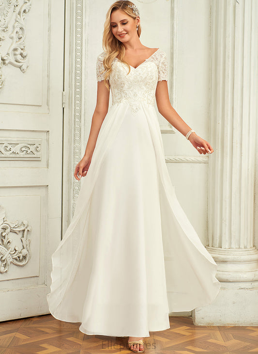 Chiffon With Lace Kaelyn A-Line Floor-Length Dress Wedding Dresses V-neck Wedding