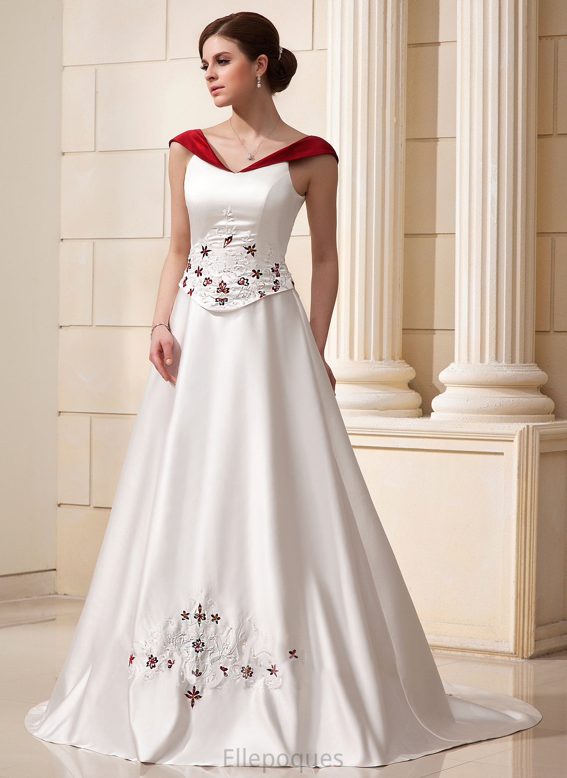 Wedding Ball-Gown/Princess Train Dress Satin Chapel Marcia With Beading Wedding Dresses Flower(s)