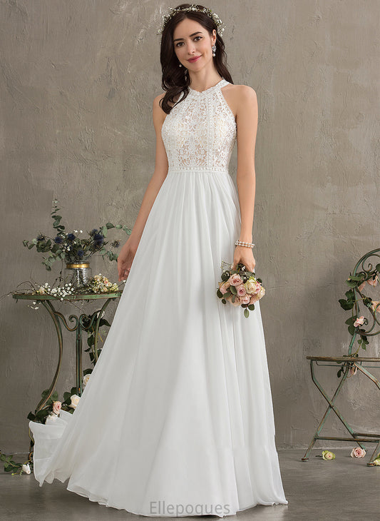 Wedding Dresses Neck Wedding Scoop Floor-Length Chiffon Ariella A-Line Dress