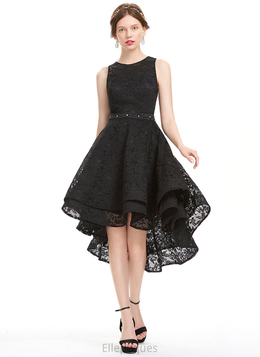 Neck A-Line Dress Lace Lace Presley Homecoming Dresses With Beading Scoop Homecoming Asymmetrical