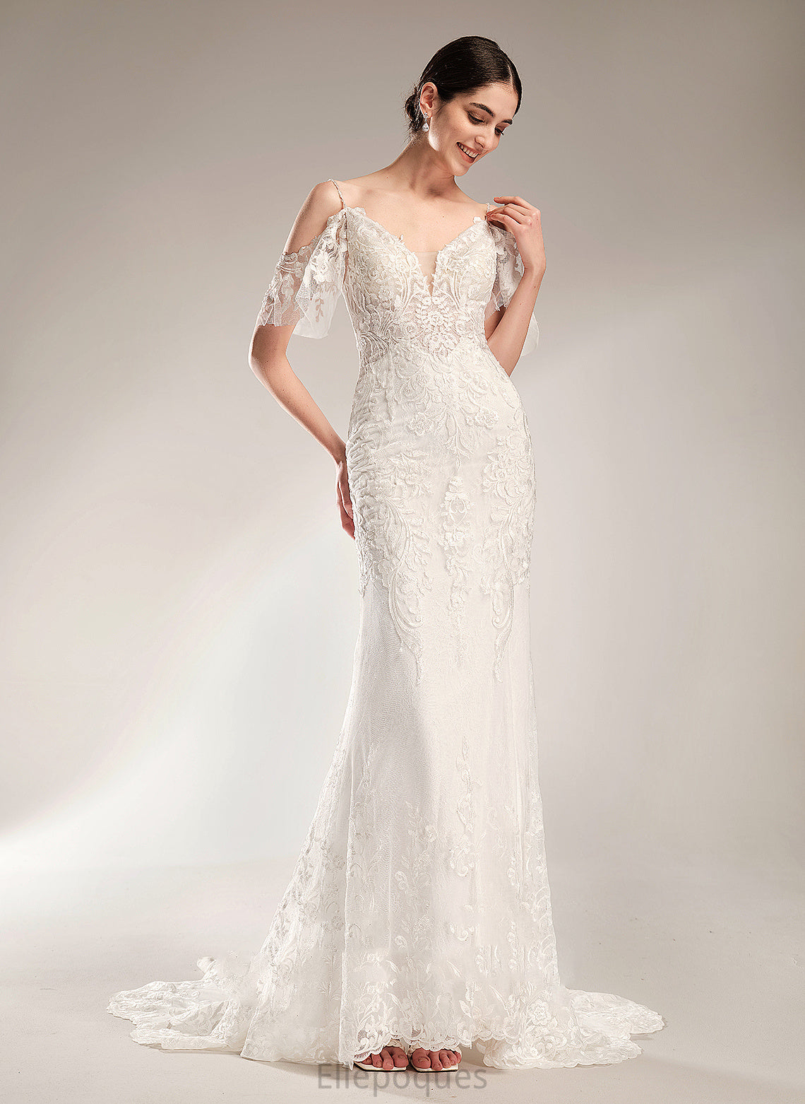 Chapel Dress Wedding With Tulle Lace Beading Trumpet/Mermaid Train Sequins Wedding Dresses Precious V-neck