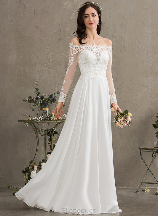 A-Line Chiffon Lace With Floor-Length Melissa Lace Wedding Dresses Dress Off-the-Shoulder Wedding