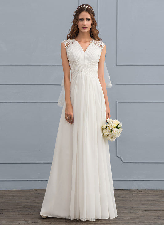 A-Line Ruffle Wedding Dresses Chiffon With Dress Wedding Joslyn Sweetheart Floor-Length