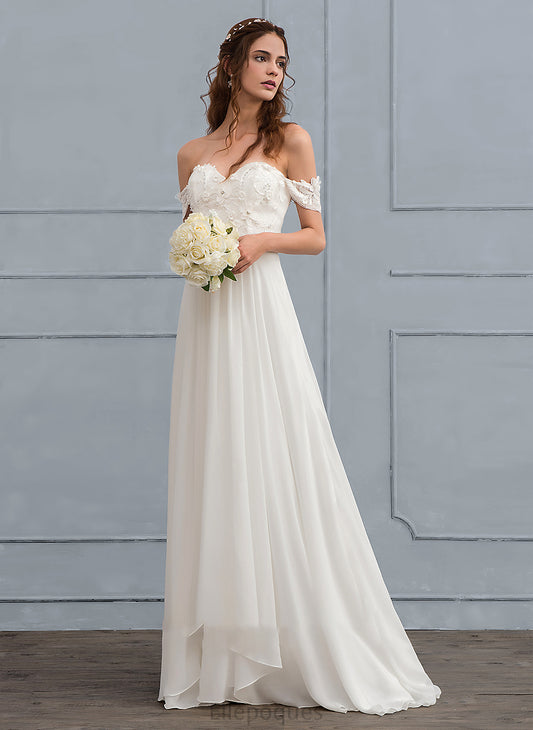 Train Dress Wedding Chiffon Flower(s) With A-Line Beading Jaidyn Wedding Dresses Lace Sweep