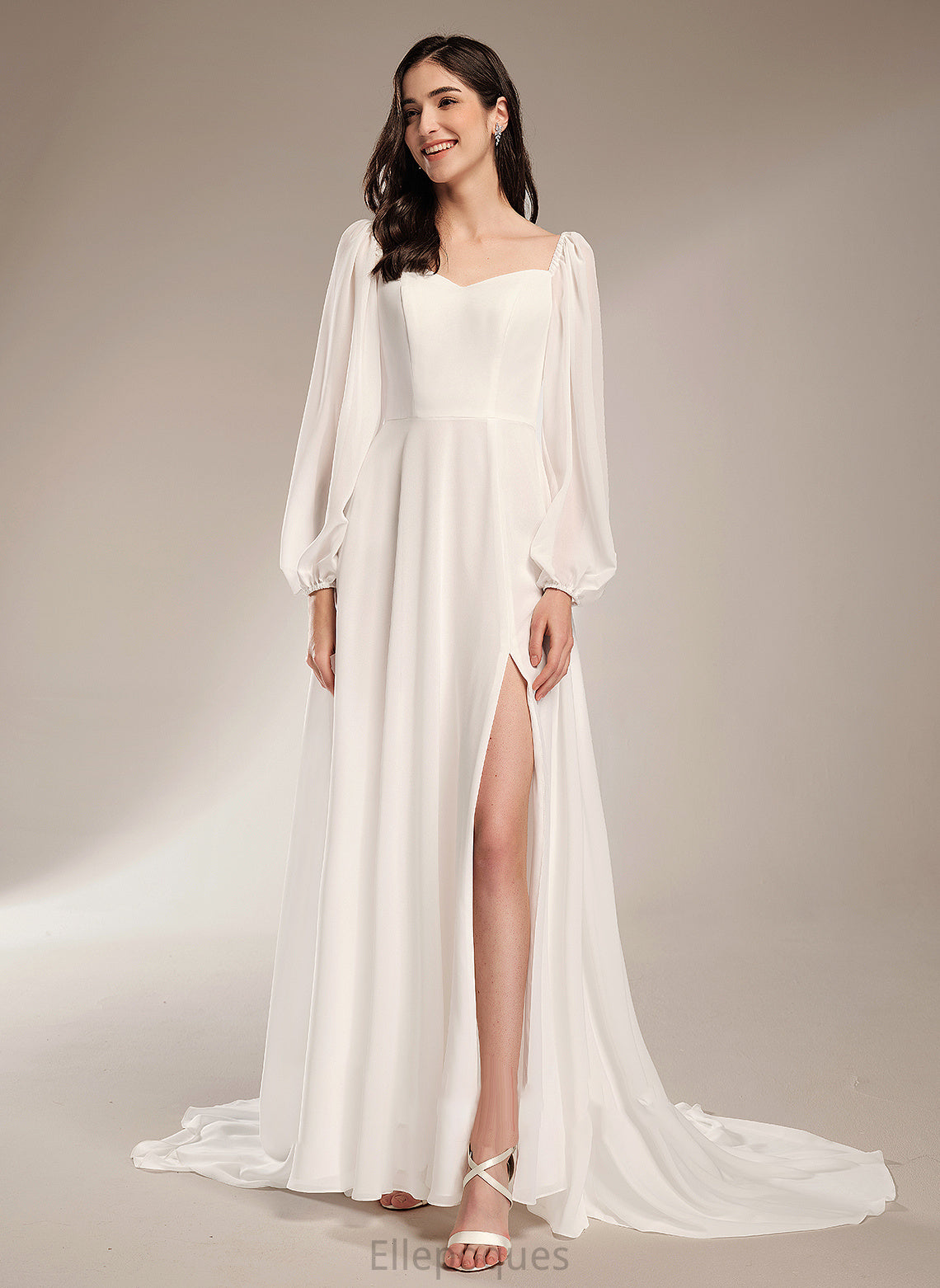 Wedding Dresses Wedding Front Chapel Sherry V-neck With Split Dress A-Line Train