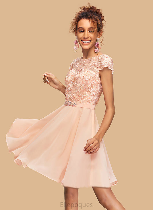 Homecoming Scoop Dress Beading Zoey Chiffon Neck Lace With Homecoming Dresses Short/Mini A-Line