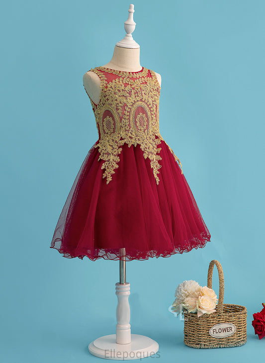 Flower Girl Dresses Girl With Neck Flower - Knee-length A-Line Lace Tulle Rosalie Sleeveless Scoop Dress