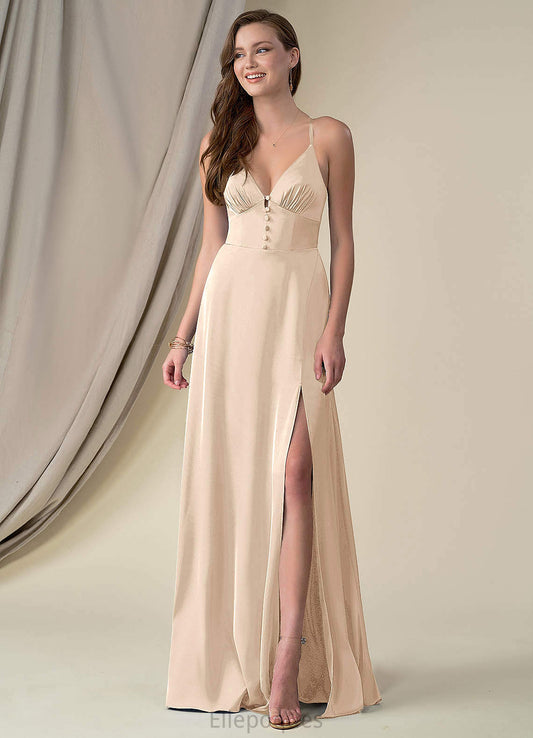 Katrina V-Neck Natural Waist Sleeveless Spandex Floor Length Trumpet/Mermaid Bridesmaid Dresses