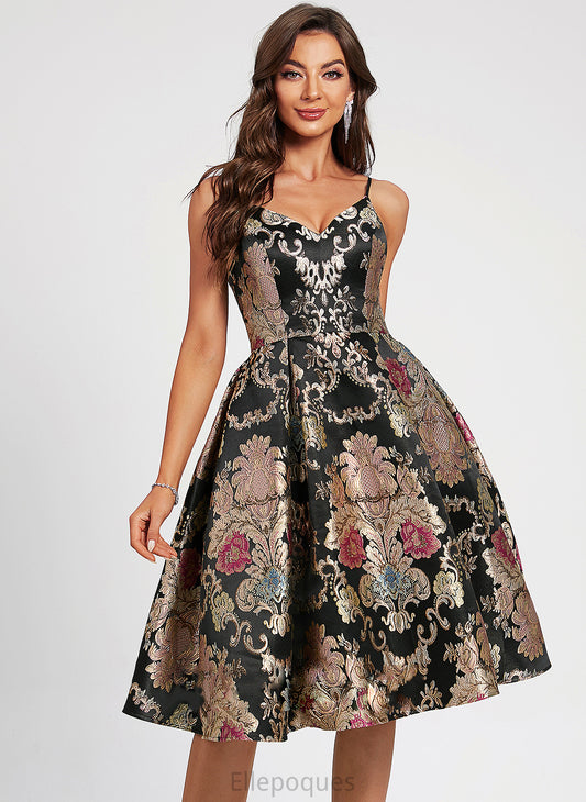 Dress With Flower(s) Homecoming Knee-Length A-Line Lace Alessandra Homecoming Dresses V-neck