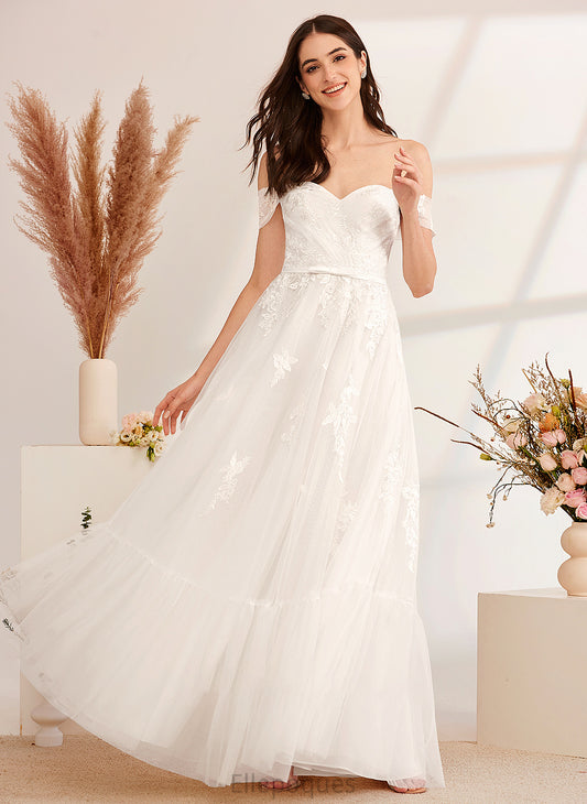 Beading Sequins Floor-Length A-Line Wedding Off-the-Shoulder Julia Dress Wedding Dresses With