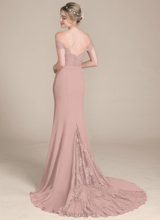 Train Lace Court Prom Dresses Mckinley With Sequins Off-the-Shoulder Chiffon Trumpet/Mermaid