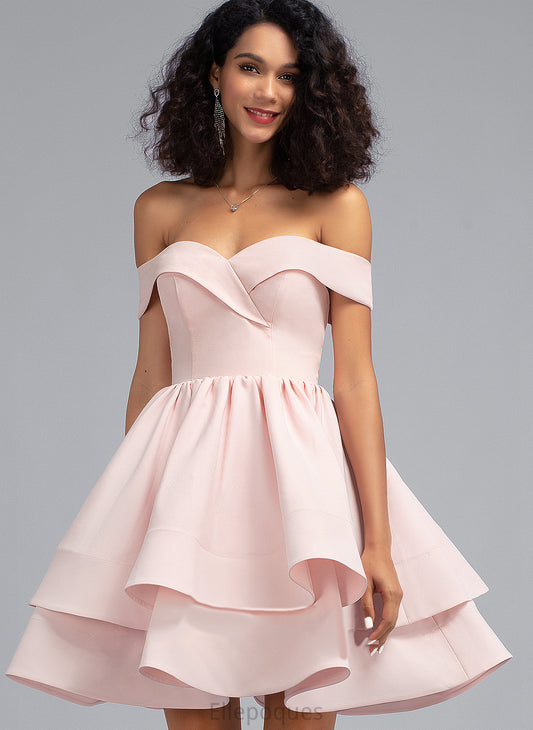 Short/Mini Homecoming Ruffles Cascading Crepe Dress With Homecoming Dresses A-Line Stretch Off-the-Shoulder Uerica