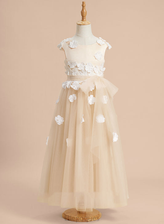 Tulle Girl Ankle-length Sleeveless A-Line Flower Girl Dresses Neck - With Scoop Paityn Flower Lace/Flower(s) Dress