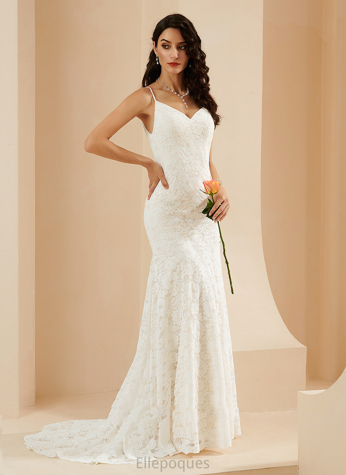 Lace Dress Wedding Dresses Wedding Court Alisson Trumpet/Mermaid Train V-neck