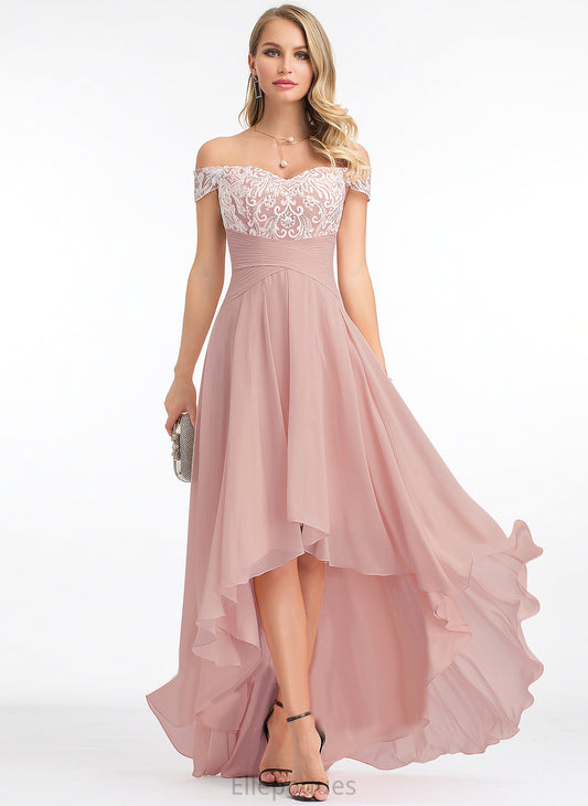 Lace A-Line With Wedding Dresses Wedding Off-the-Shoulder Pleated Dress Chiffon Sahna Asymmetrical